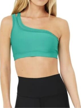 ALO Yoga Airlift Excite Bra One Shoulder 2 Layer Ocean Teal